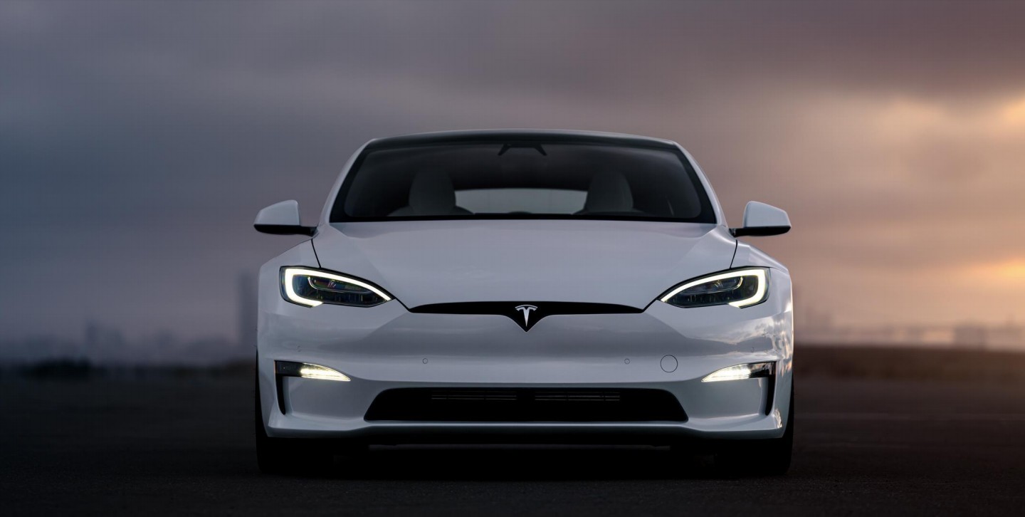 Tesla Model S front end protected by paint protection film